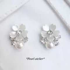 白花＊bijou＆pearl✨ピアス【シルバー】入学式　卒業式　桜モチーフ