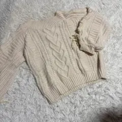 アイボリー ケーブル編み ニット M INGNI イング