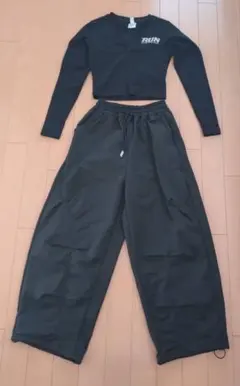 ダンスクロス K-POP 韓国 ブラック ロングパンツ スウェット 140