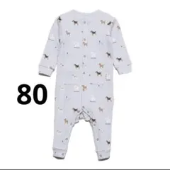 ジェラピケ ベビー服 ロンパース 80-90 犬 BLU ジェラートピケ　リブ