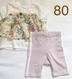 使用感あり☆西松屋　フラワーチュニック＆プティマイン　冷感レギンス　80サイズ