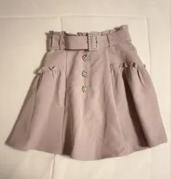 アンクルージュ スカート ベルト フリル パール