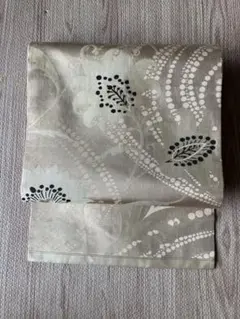 花柄 名古屋帯 ゴールドベージュ系