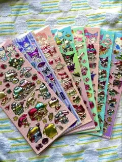マイメロ　クロミ　キティ　シナモ　キラッキラ　ホログラム3Dシール　8枚セット