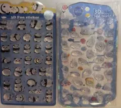 nekoni海外限定正規品シール3D アザラシ&パンダボンボンドロップシール2枚