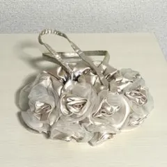 レディース　花モチーフ パーティーバッグ ベージュ
