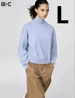 【完売】UNIQLO Cクルーネックセーターライトブルー Lサイズ