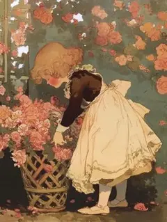 2675お花摘みの少女３ステッカー