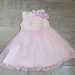 ピンク レース ドレス 90cm ヘアバンド付き