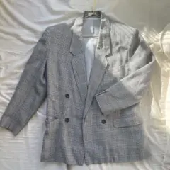 グレー チェック柄 ダブルブレストジャケット