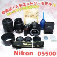 Nikon D5500 手振れ補正Wレンズ スマホ転送OK 動画◎ バッグ付 - メルカリ