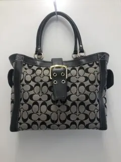 【美品】コーチ　ショルダーバッグ　肩掛け　ターンロック　シグネチャー　ブラック