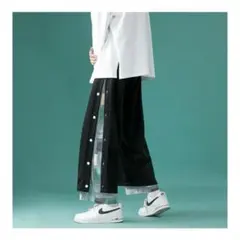 カジュアル 9分丈パンツ 透明素材 ボタン付き