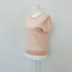 【a0158】UNIQLO メリノウール半袖ニット セーター M 無地 ピンク