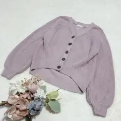 【ジーユー】GU コットンブレンドコクーンカーディガン パープル M