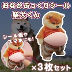おなか ぷにぷに シール 柴犬 3D 立体 3枚 ステッカー ぷっくりお腹 いぬ