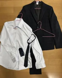 濃紺スーツセット（シャツ・ネクタイ・ポケットチーフ付き）卒業式用　170センチ