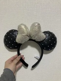 ディズニー　ミニーマウス キルティングカチューシャ　パール