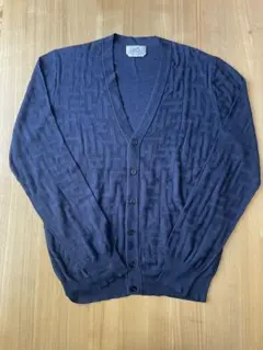 【極美品/XL】HERMES エルメス H柄 ジャガード ニットカーディガン 紺のサムネイル