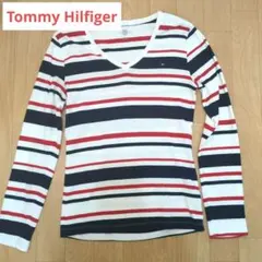 トミーフィルフィガー ストライプ Vネック 長袖Tシャツ