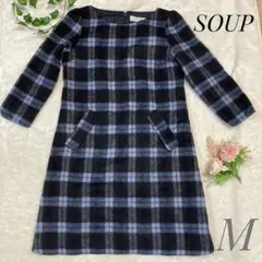 冬物セール◆SOUP スープ ワンピース M ブルー系 シャギー素材 美品