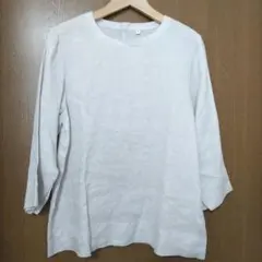 無印良品　リネン七分袖ブラウス　Mサイズ　ライトグレー