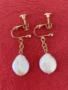 ゴールドフック パール イヤリング