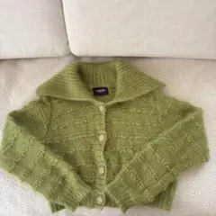 ライトグリーン モヘアカーディガン