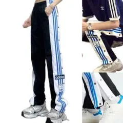 新品M Adidas トラックパンツ ブルー×ブラック IN6297
