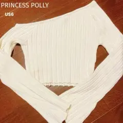 希少Princess Polly ワンショルダー リブニット トップス 白 M