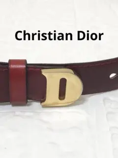 レア‼️Christian Dior ディオール ベルト ロゴ レザー ボルドー