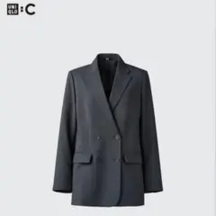 【UNIQLO C】 感動ダブルジャケット テーラード ダークグレー　L