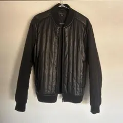 美品『Theory セオリー』レザージャケット 羊革 キルティング 袖切替 リブ