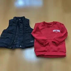 黒ベストと赤スウェットセット　赤トレーナー新品