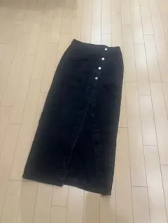 ZARA ブラック ボタン付きスリットデニムロングスカート