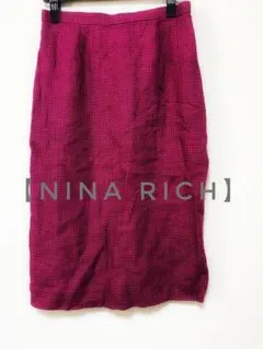 【NINA RICCI】ピンク 千鳥格子　タイトスカートのサムネイル