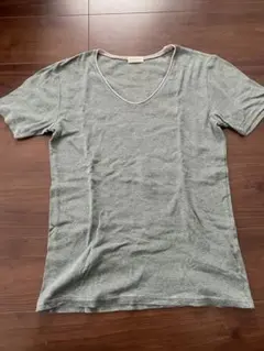 nano universe グリーンボーダー　 Vネック Tシャツ　L