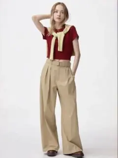 GU ベルテッドワイドパンツ　M