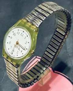 電池新品 Swatch スウォッチ ladies クリアイエロー