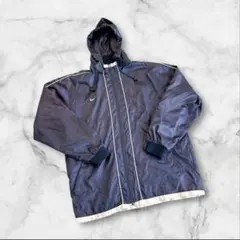 ナイキ　ナイロンジャケット　L ジップアップブルゾン紺ネイビー刺繍ロゴ90s希少