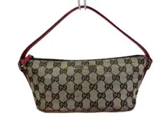 GUCCI　グッチ　0391103 アクセサリーポーチ　GGキャンパス　黒赤