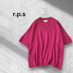 r.p.s Vネック 半袖ニット ピンク