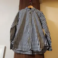 【美品】エスオー SO コットンブラウス　ギンガムチェック 綿　白黒