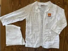 ホットビスケッツ　ホワイト カーディガン フード取り外し可　80cm