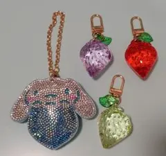 匿名配送 シナモロール バッグチャーム ラインストーンキーホルダー