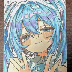 手描きイラスト オリジナル ポストカード　初音ミク