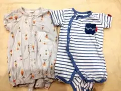ベビー前開きロンパース2枚セット