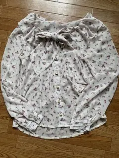 dazzlin ボウタイ付き 花柄 長袖ブラウス シフォン　上品夢カワイイ♪のサムネイル