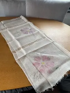 花柄刺繍リネンストール