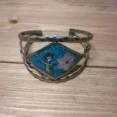 ヴィンテージ　alpaca　メキシコ　バングル　ブレスレット　ターコイズ？